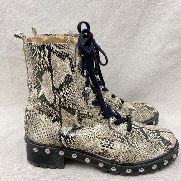 SCHUTZ Andrea Snakeskin Studded Combat Lace Up and Zip Boot Size 9.5 - Picture 9 of 16